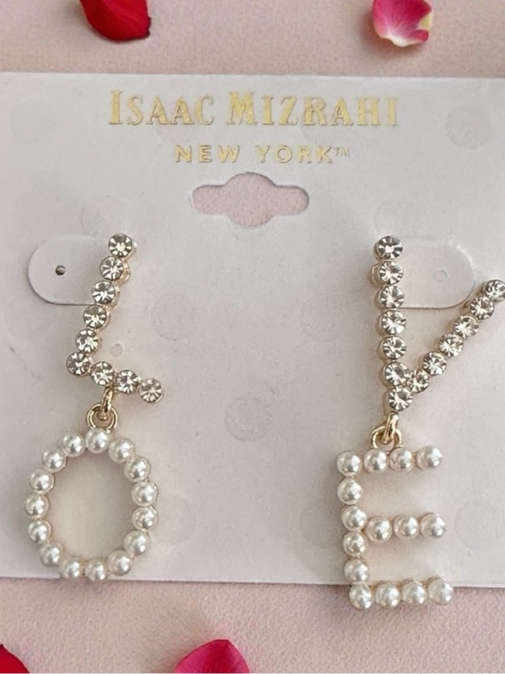 Isaac Mizrahi Pearl & Crystal Love Post Earrings